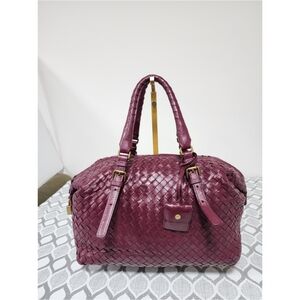 Bottega Veneta Intrecciato Top Handle Bag Burgundy